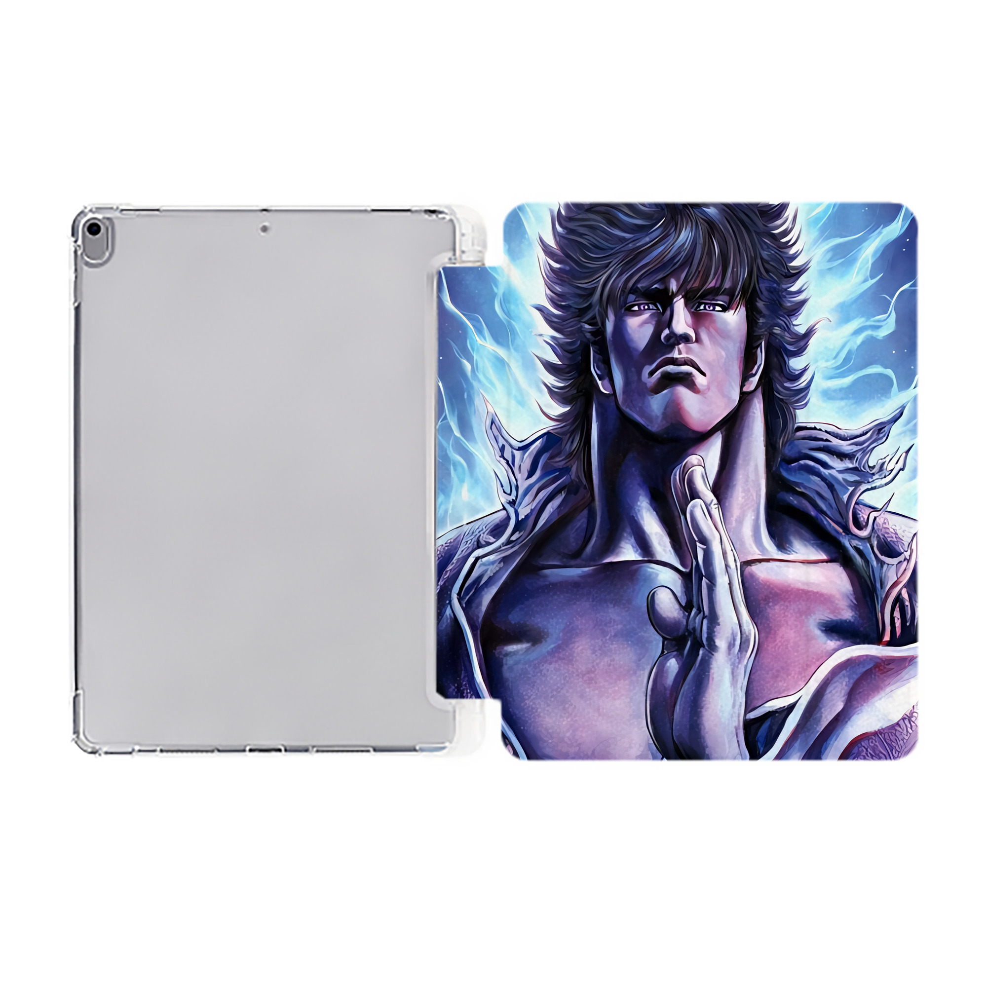 （画像用） 北斗の拳 Fist of the North Star IPad ケース ペン収納付き 三つ折りスタンド PUレザー×シリコン 対応機種9.5/10.5/10.9インチ